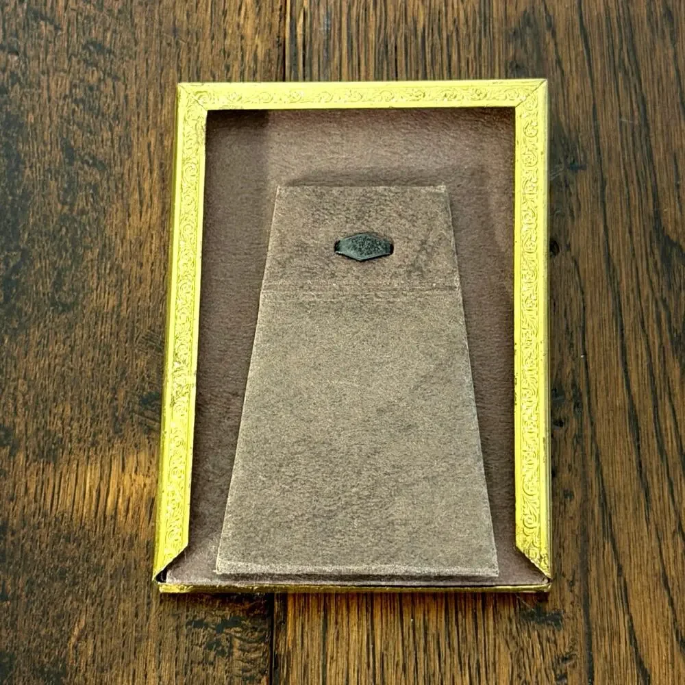 Vintage Brass Tone Mini Picture Frame 2.5 x 3, Small Desktop Photo Frame